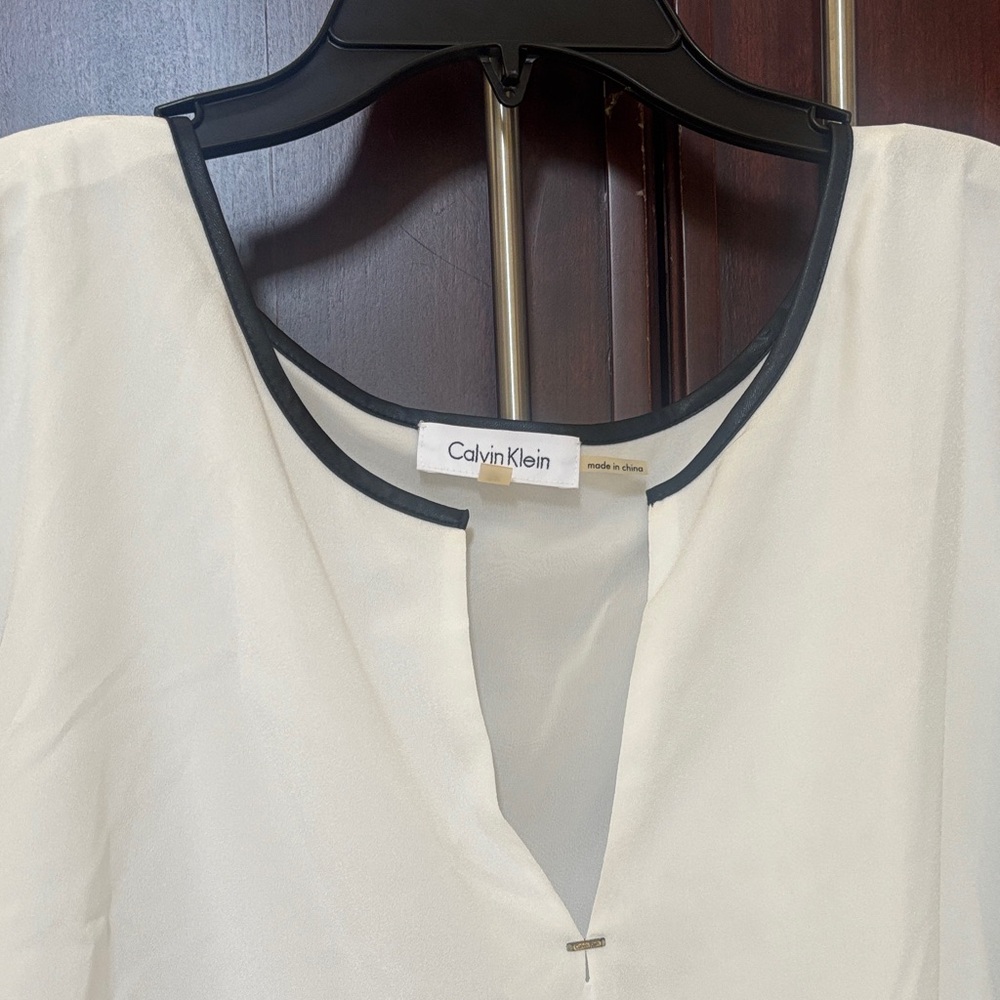 Calvin Klein Ivory Top with Black Accents